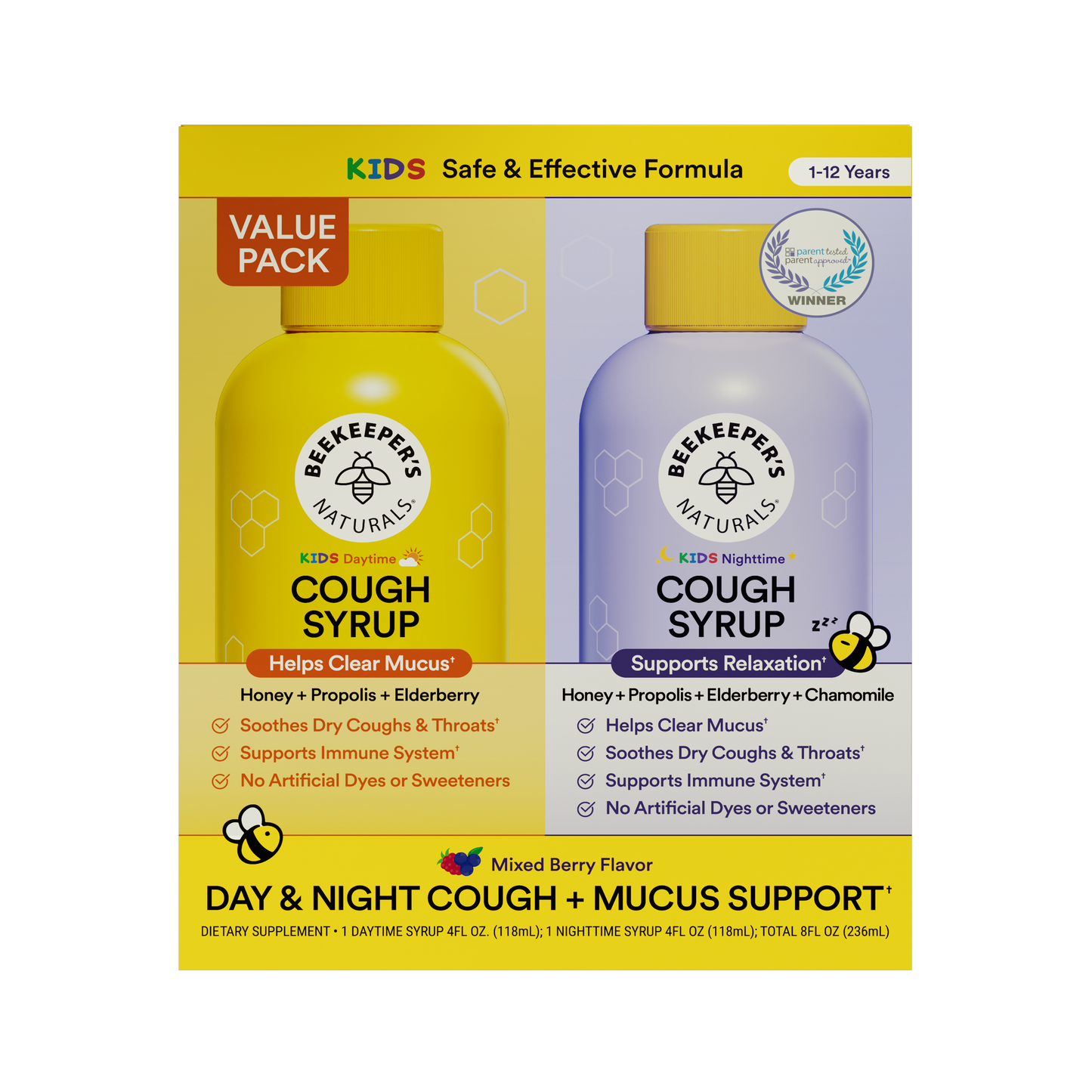 Kids Propolis Cough Syrup Combo Pack - Day & Night